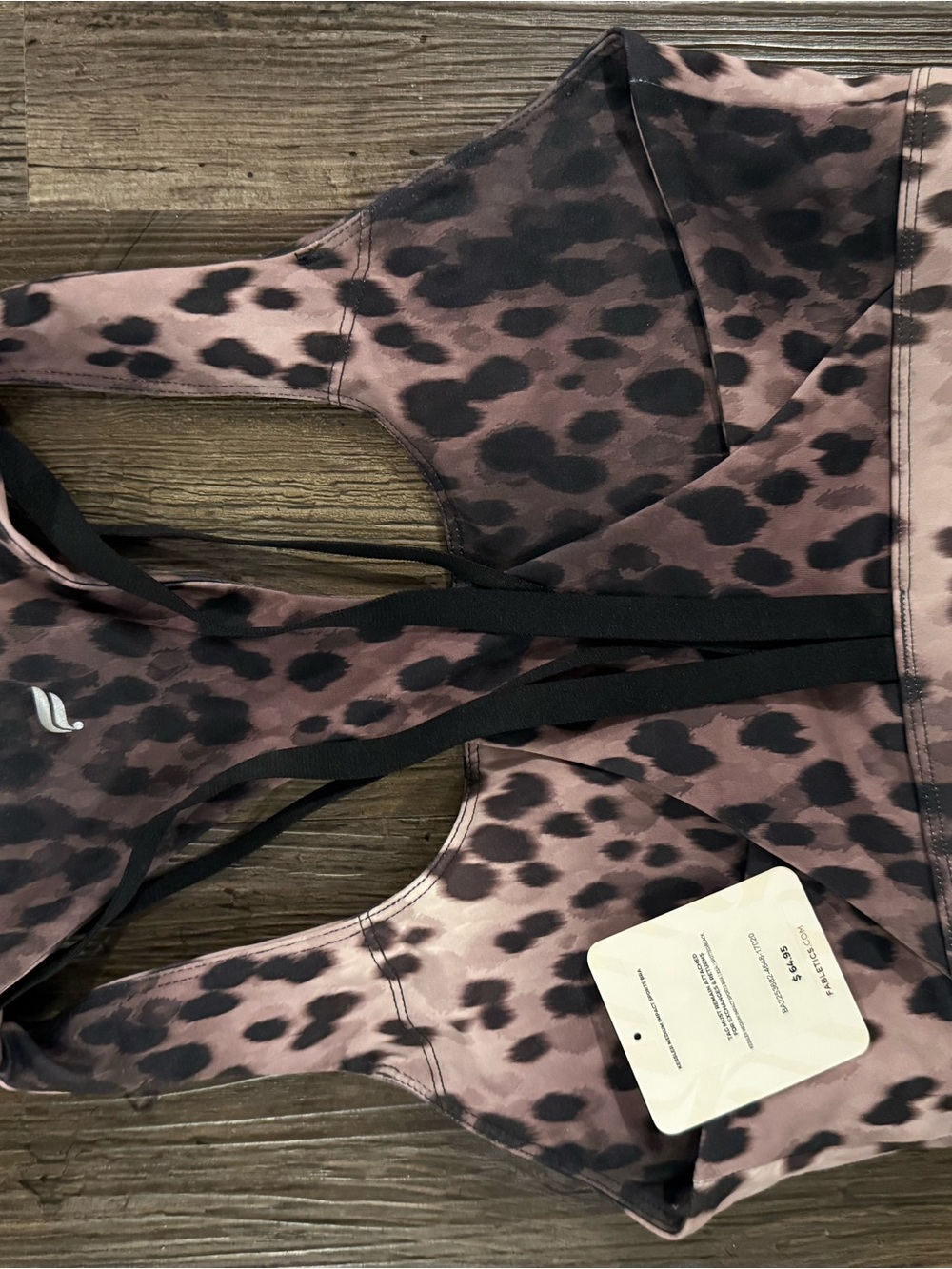 Fabletics Kessler Leopard Strappy Sports Bra with Black Straps - Picture 4 of 6